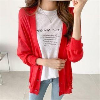 V-neck Drop-shoulder Summer Cardigan