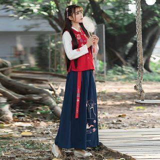 Long-sleeve Hanfu Top / Maxi Skirt / Vest