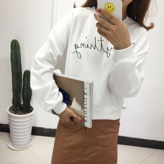Lettering Embroidered Crewneck Long-sleeved Sweatshirt