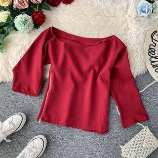 3/4-sleeve Zip-side Top