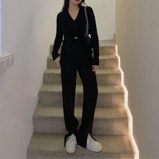 Straight-leg Slitted Pants