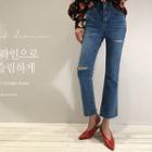 Frayed Slit-detail Boot-cut Jeans