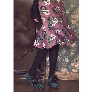 Pointy-toe Detachable-ribbon Velvet Flats