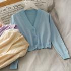Cropped Button-down Knit Top In 10 Colors
