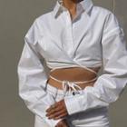 Puff Sleeve Loose-fit Tie-waist Crop Shirt