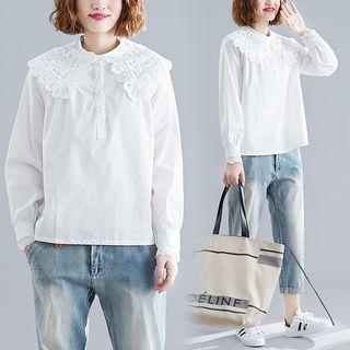 Eyelet Lace Collared Blouse