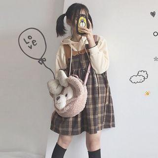 Side Tie Plaid Pinafore Dress