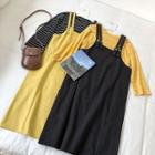 Set: Striped Long-sleeve T-shirt + Jumper Dress