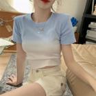 Short-sleeve Gradient Cropped T-shirt