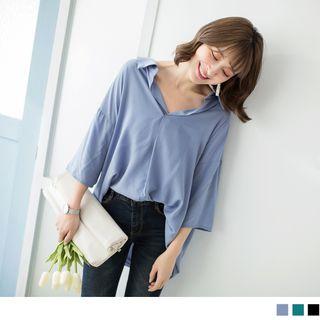 Open Back V-neck Chiffon Top