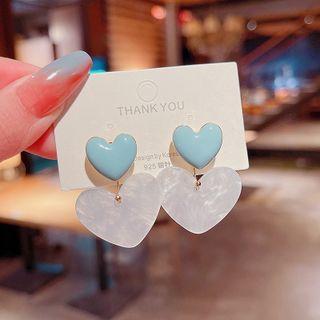 Heart Drop Earring A190 - 1 Pair - Gold - One Size