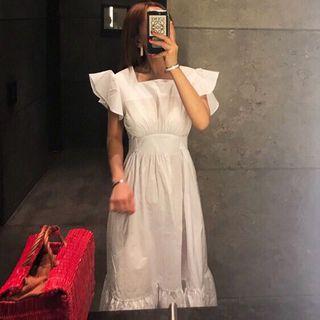 Open Back Midi Short-sleeve Dress