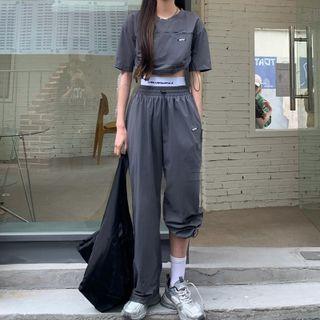 Short-sleeve Drawstring T-shirt / Sweatpants