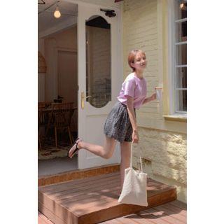 Foliage Chiffon Mini Skort Black - One Size