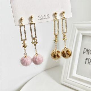 Rhinestone Rectangle Bobble Dangle Earring