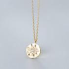 925 Sterling Silver Rhinestone Disc Pendant Necklace S925 Silver - Gold - One Size