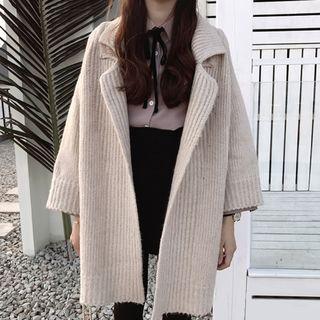 Notch Lapel Open-front Cardigan Coat