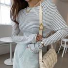 Off-shoulder Fitted Striped Top