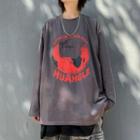 Printed Oversize Long-sleeve T-shirt Gray - One Size