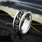 Tinted Engraved Sterling Silver Ring
