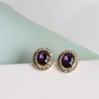 Rhinestone Stud Earring 1 Pair - Purple - One Size