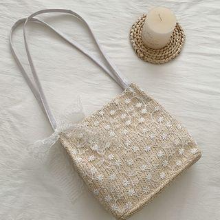 Embroidered Lace Woven Handbag