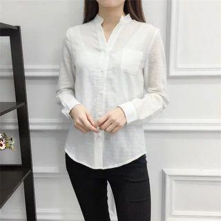 Long-sleeve Notch-neck Shirt