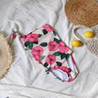 Asymmetric-shoulder Floral Print Swimsuit