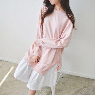 Ruffle-hem Cotton Pullover Dress