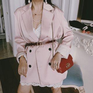 Double-breasted Satin Blazer