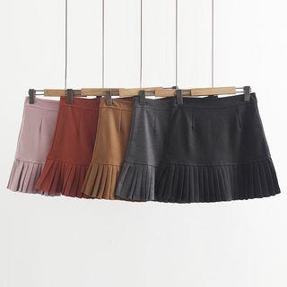 Pleated Panel Mini A-line Skirt