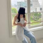 Drawstring-waist Pintuck-front Camisole Top
