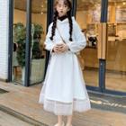 Hooded Long-sleeve Dress White - One Size