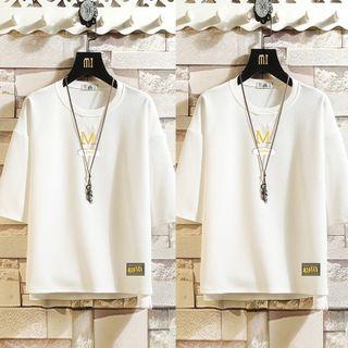 Set Of 2: Elbow-sleeve Print T-shirt