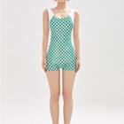 Sleeveless Checkered Swimsuit