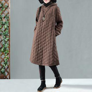 Turtleneck Midi Padded Hoodie Dress