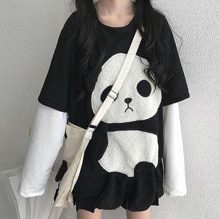 Furry Panda Crossbody Bag / Long-sleeve T-shirt