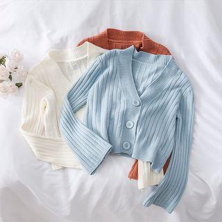 Deep V-neck Cropped Knit Top