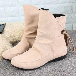 Faux Suede Bow-accent Mid-calf Boots