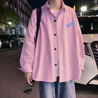 Long-sleeve Reflective Letter Printed Shirt
