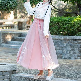 Traditional Chinese Set: Long-sleeve Top + Skirt + Sash