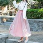 Traditional Chinese Set: Long-sleeve Top + Skirt + Sash
