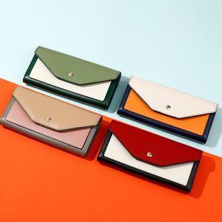 Block Flap Long Wallet
