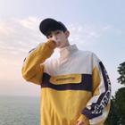 Couple Matching Stand Collar Lettering Pullover