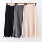 Ribbed Midi A-line Knit Skirt