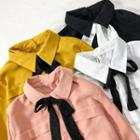 Ribbon-neckline Long-sleeved Shirt