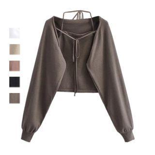 Set: Cropped Halter Camisole Top + Shrug