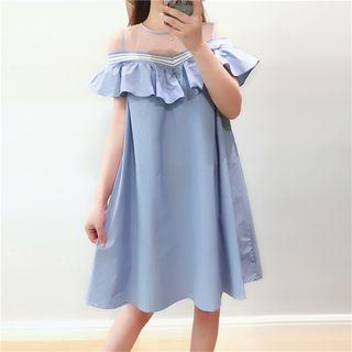 Cold Shoulder Ruffle Short-sleeve A-line Dress