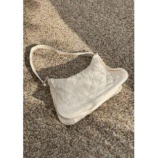 Quilted Fabric Armpit Bag Beige - One Size