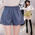 Faux Feather High-waist Wide Leg Shorts